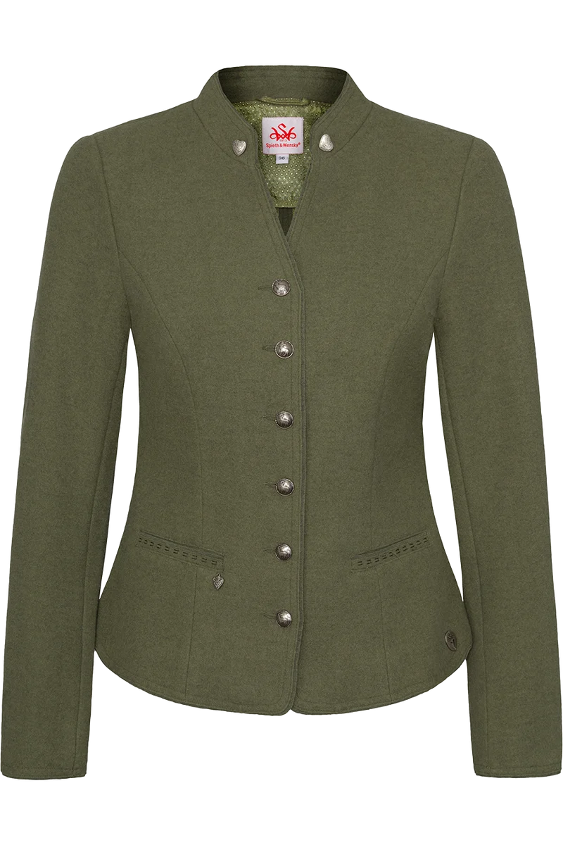 Damen Stretch-Trachtenblazer in gewalkter Optik - oliv