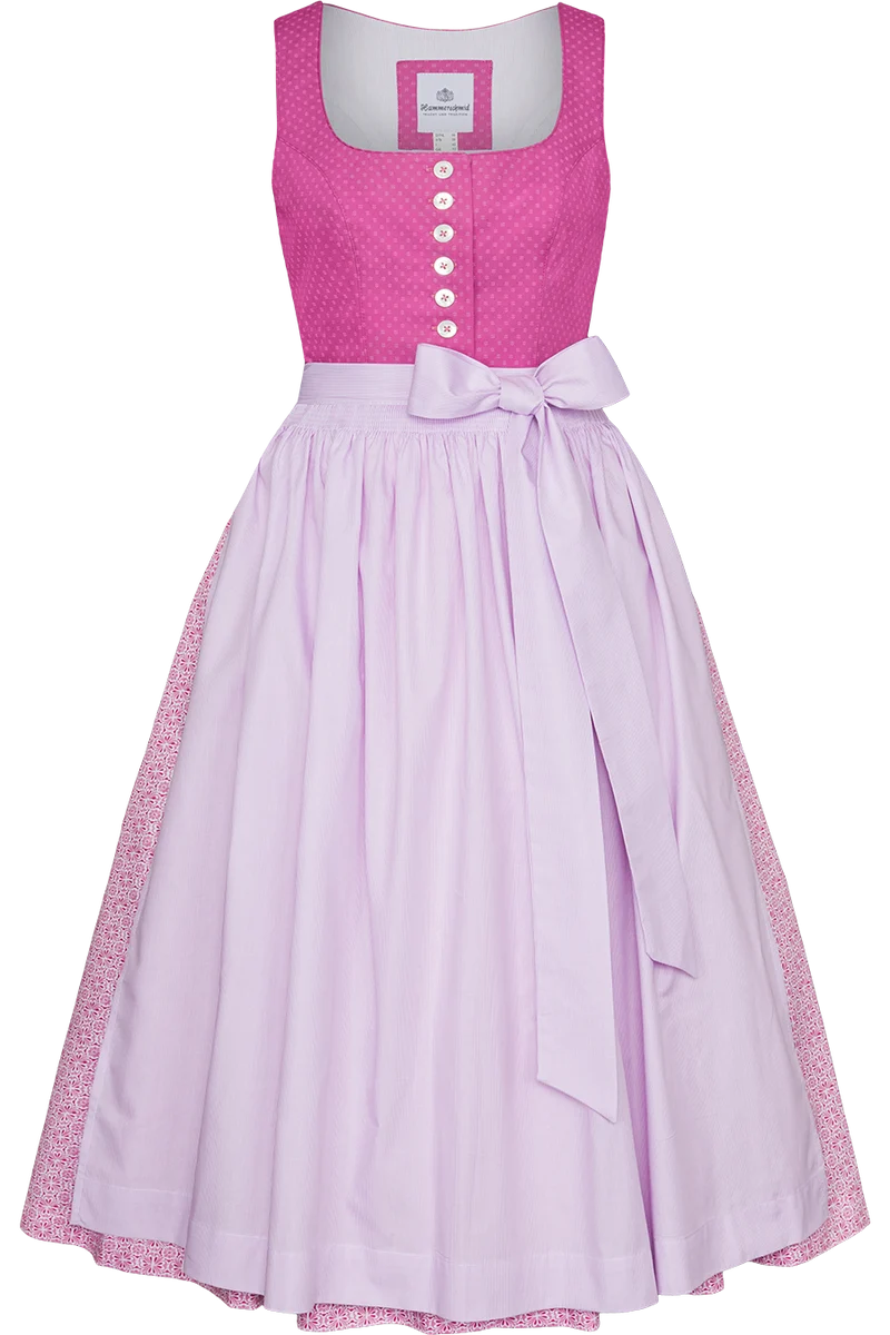 Langes Baumwolldirndl mit Streublumenmuster - rosa gemustert