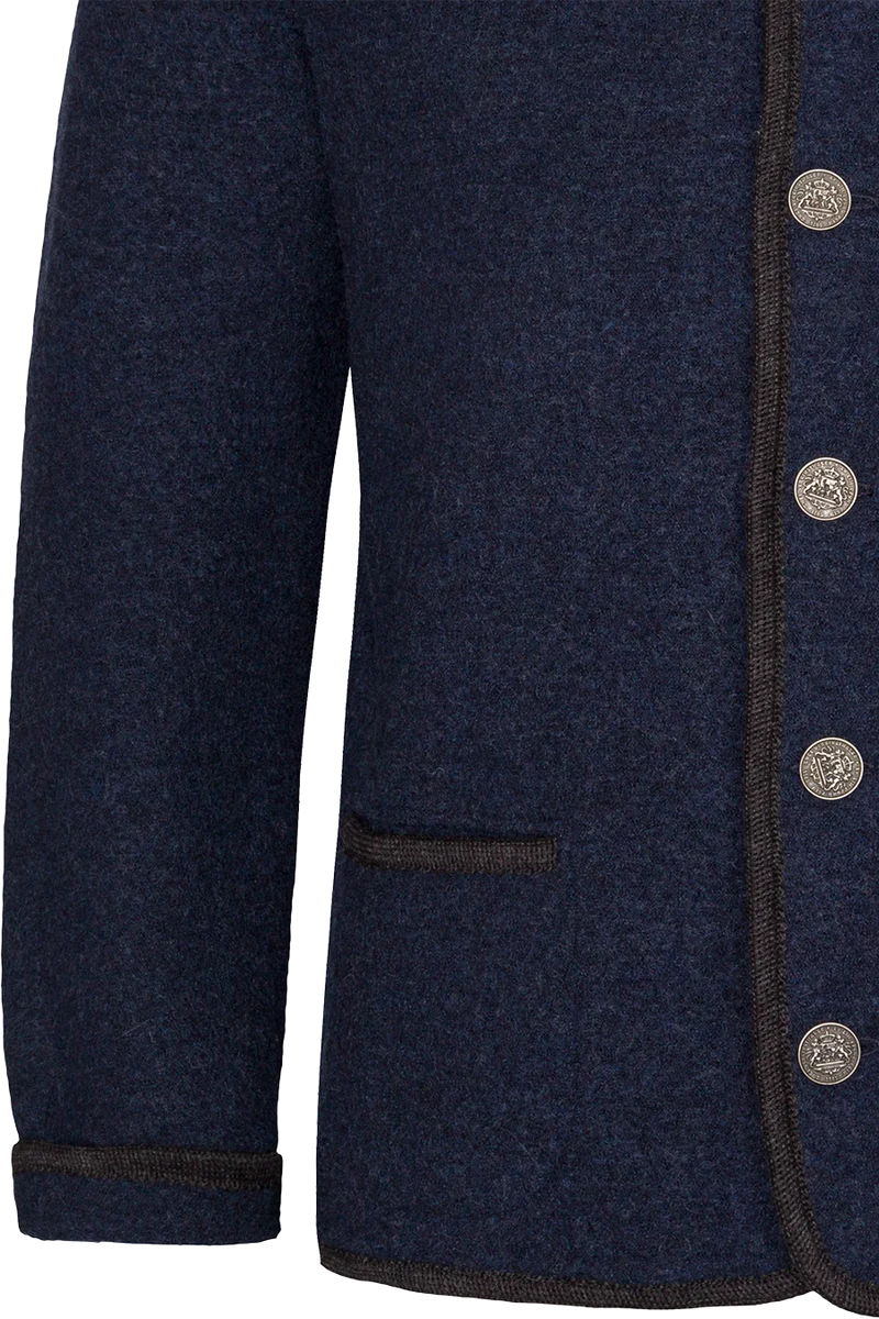 Herren Schurwolljacke mit Stehkragen - marine/anthra