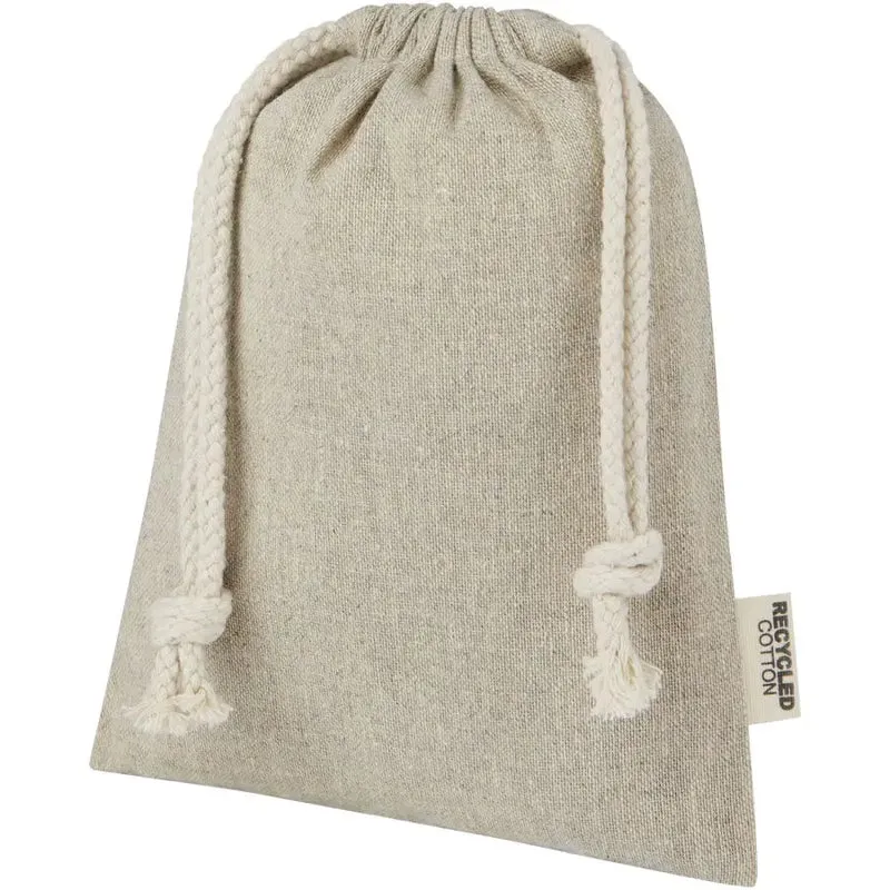 Pheebs Heather Natur Zuziehbeutel aus Recyclingbaumwolle 150 g/m², 0,5L, Öko-Chic