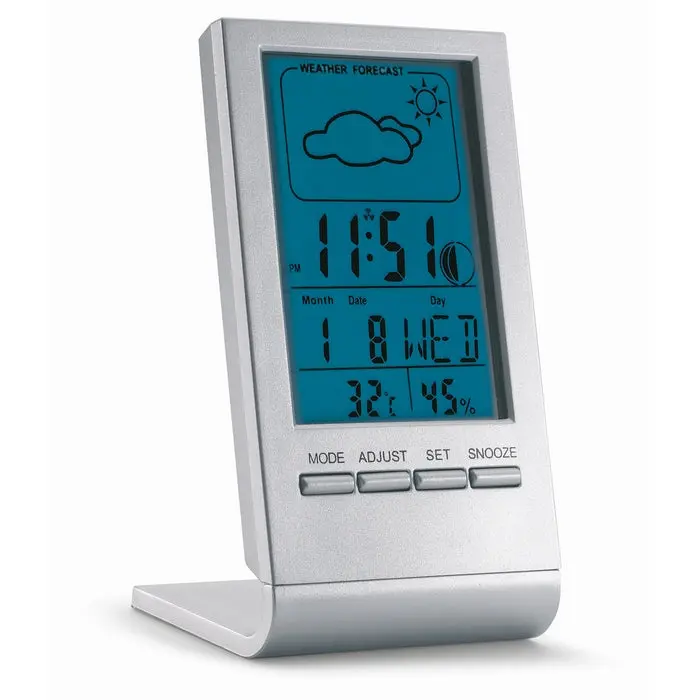 SKY Wetterstation - Blaues LCD-Display, Elegantes Silber, Umfassende Messfunktionen
