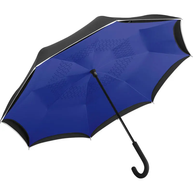 Stockschirm FARE-Contrary - Schwarz-Euroblau, stilvoller Regenschutz mit kontrastreichem Design