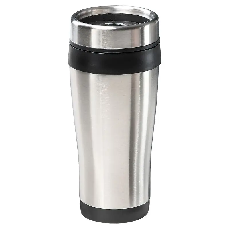 Isolierbecher Allan 400 ml - Silber-Schwarz - Doppelwandiger Thermobecher - Robust und Stilvoll