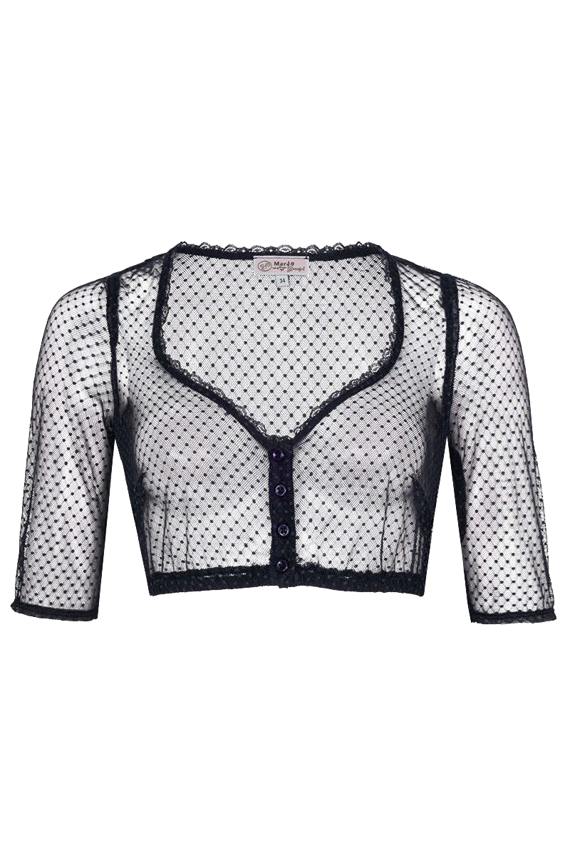 Dirndlbluse transparent mit halblangen Ärmeln - marine