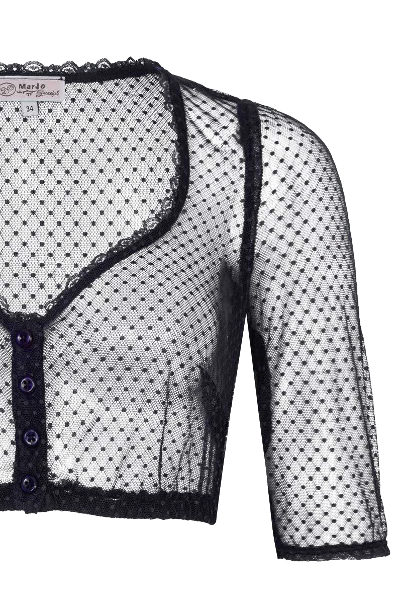 Dirndlbluse transparent mit halblangen Ärmeln - marine