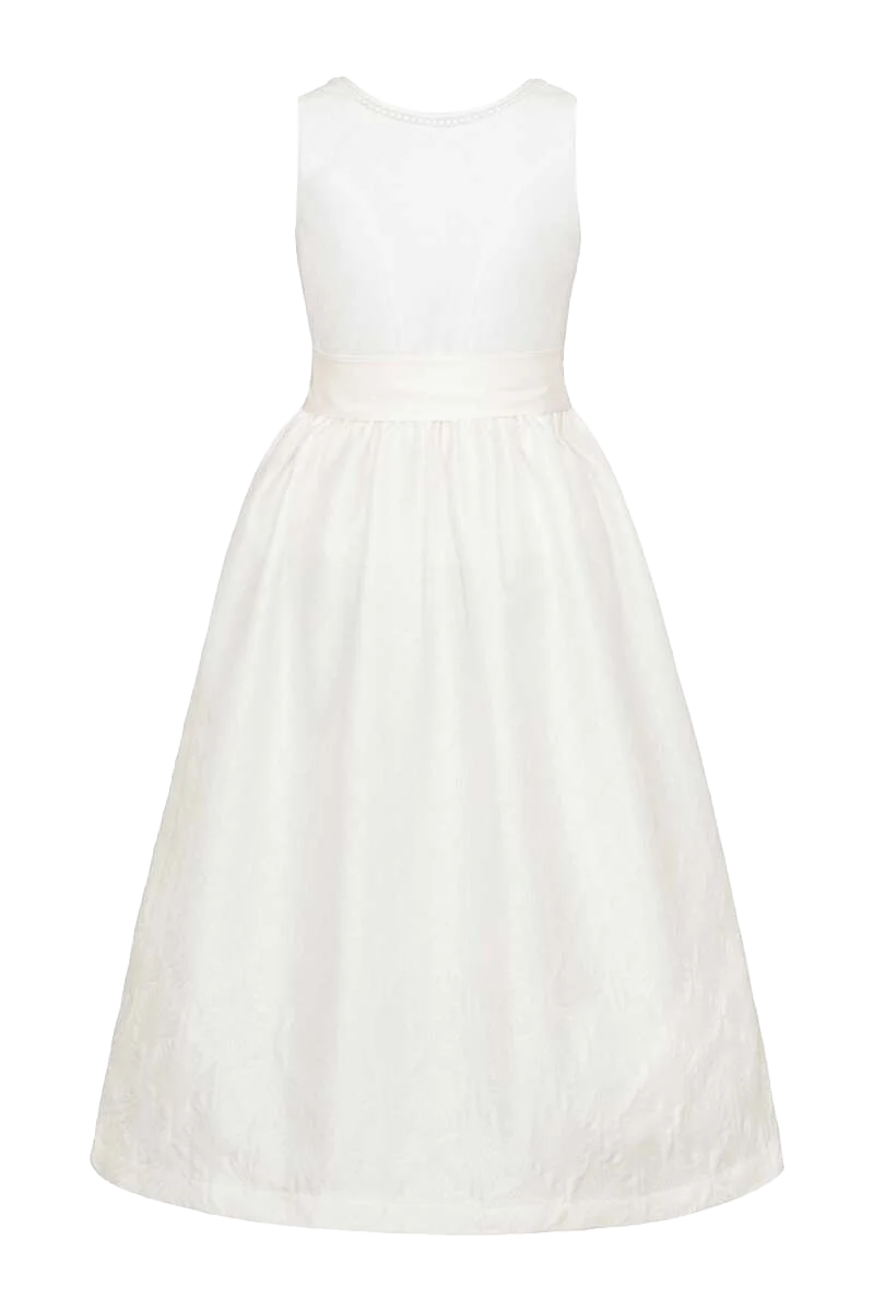 Umstands-Brautdirndl lang mit Schleife - weiß weiß