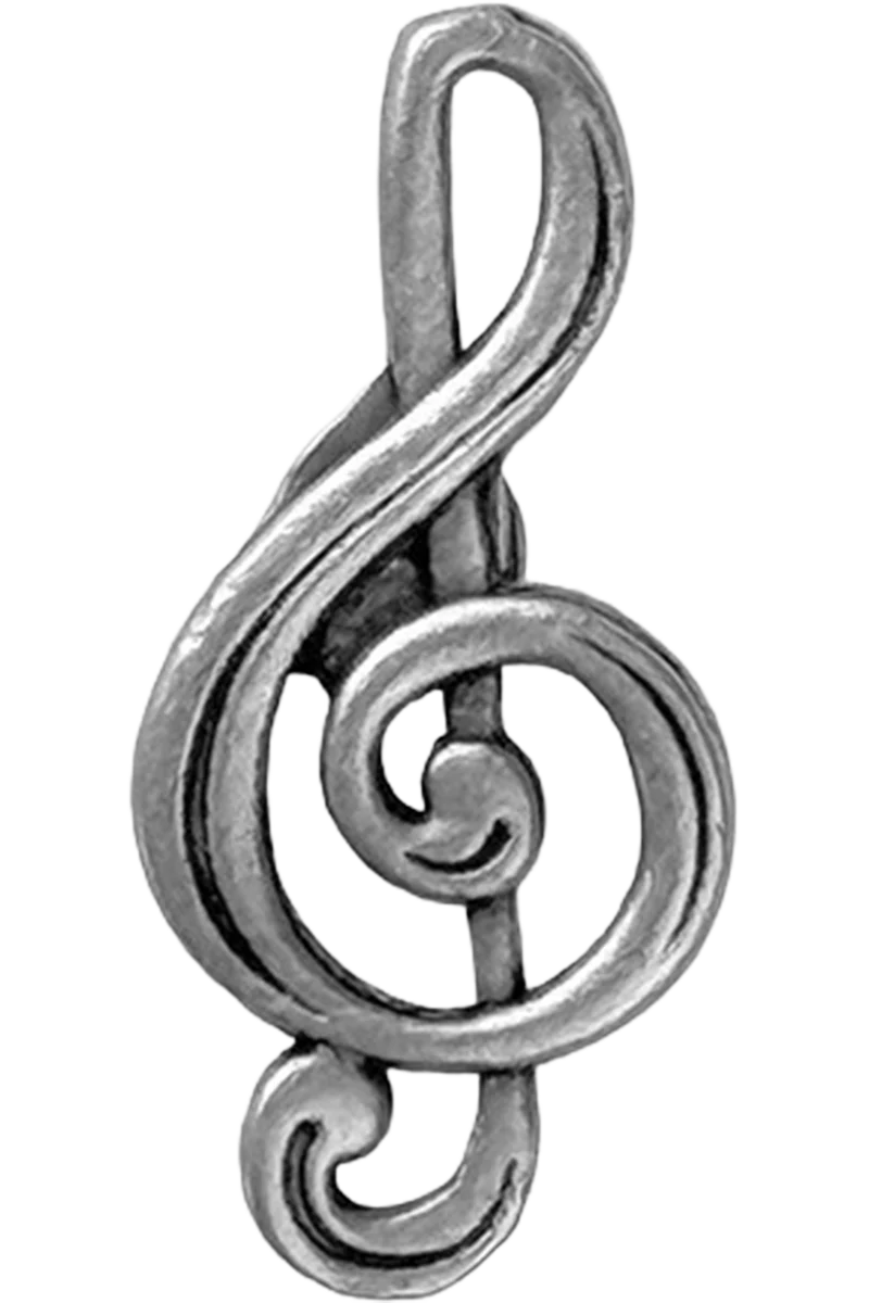 Trachten Anstecker mit Musikmotiv - altsilber