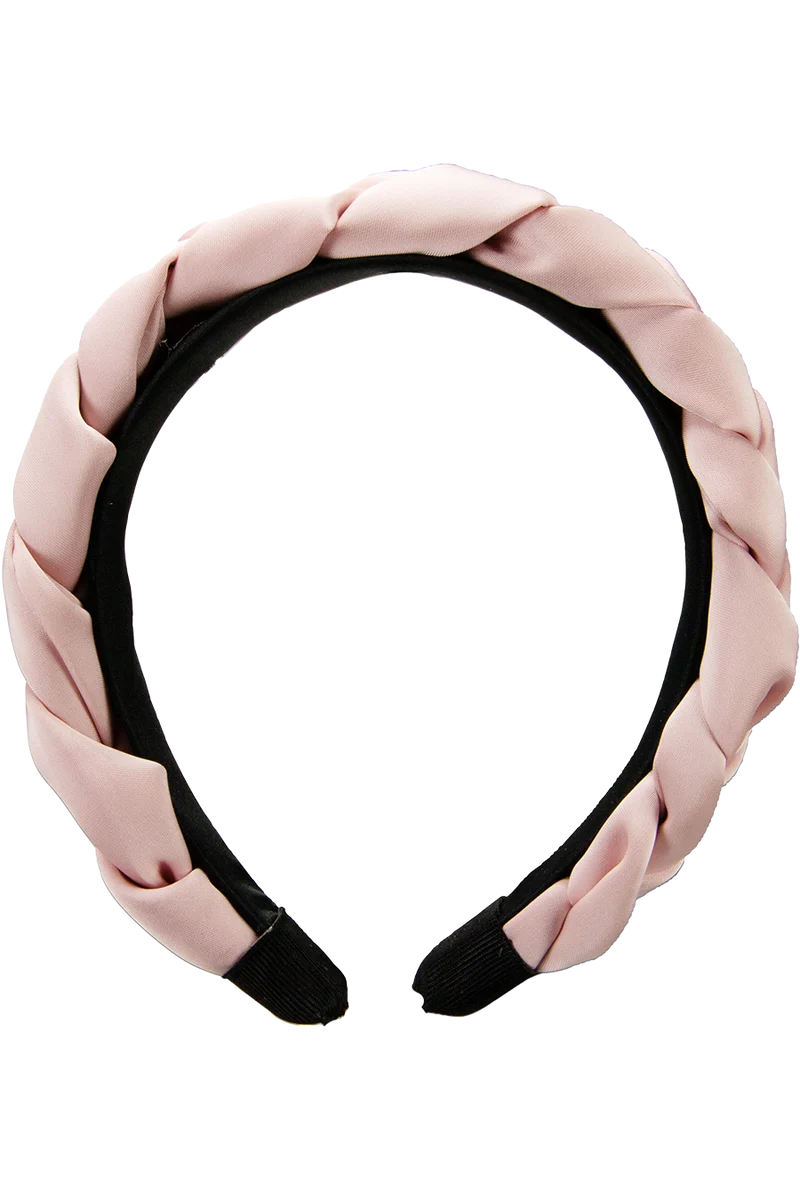 Damen Satin-Haarreif mit Flechtdesign - rosa
