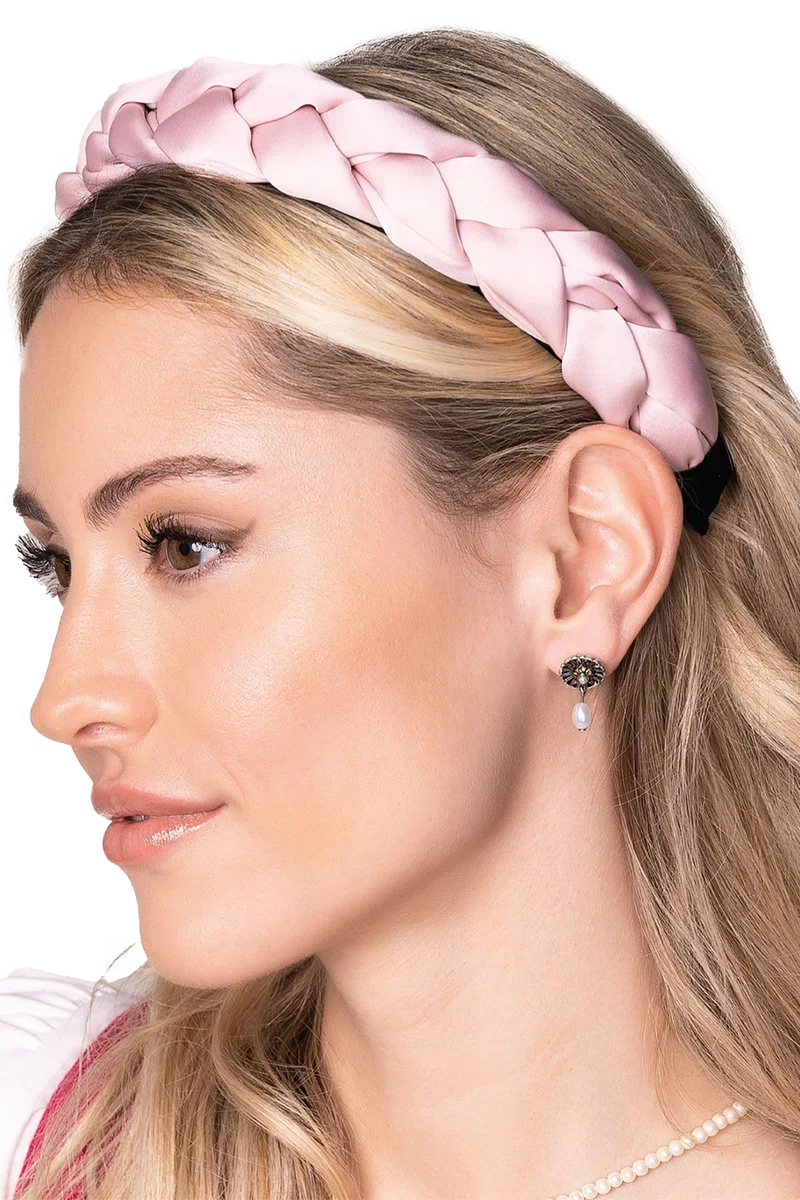 Damen Satin-Haarreif mit Flechtdesign - rosa