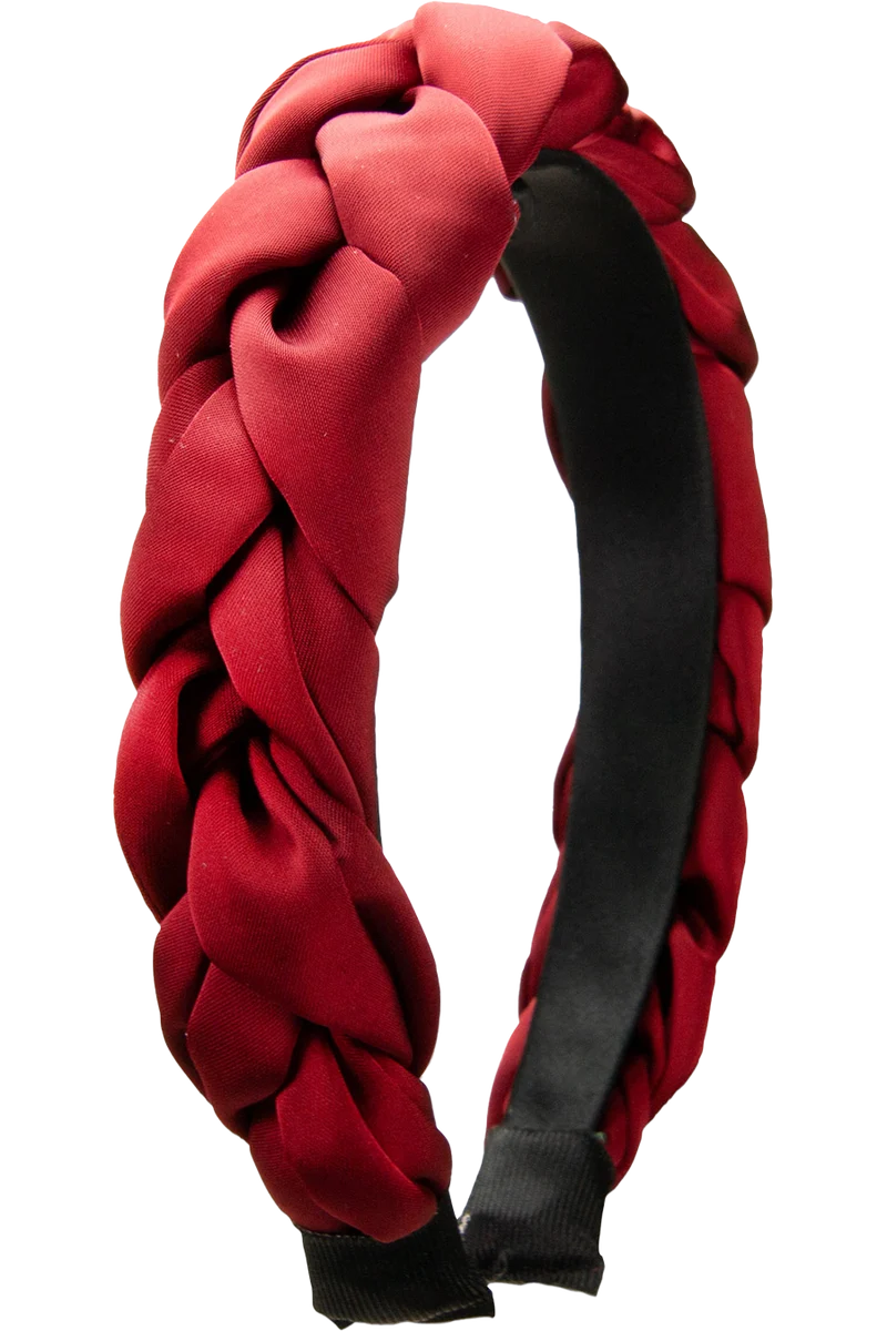 Damen Satin-Haarreif mit Flechtdesign - rot