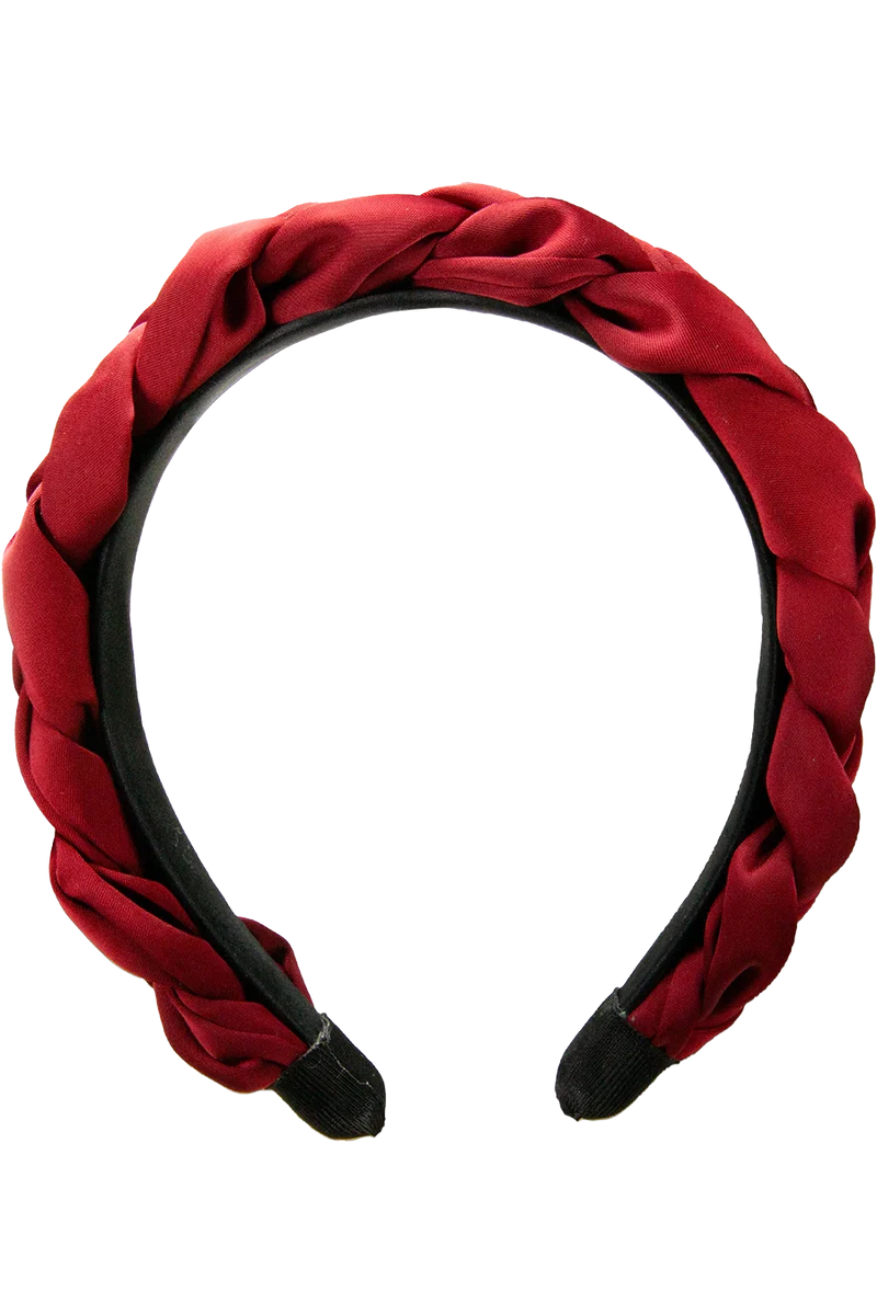 Damen Satin-Haarreif mit Flechtdesign - rot