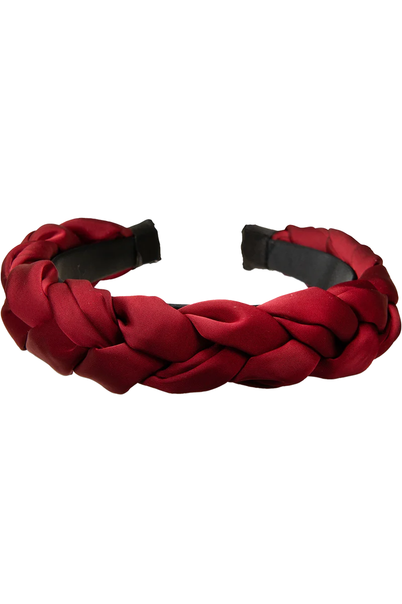 Damen Satin-Haarreif mit Flechtdesign - rot