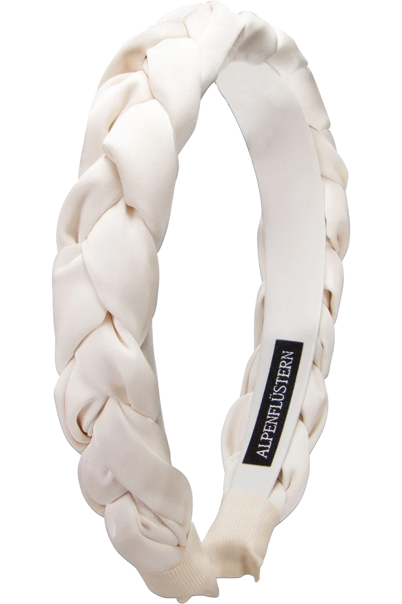 Damen Satin-Haarreif mit Flechtdesign - creme