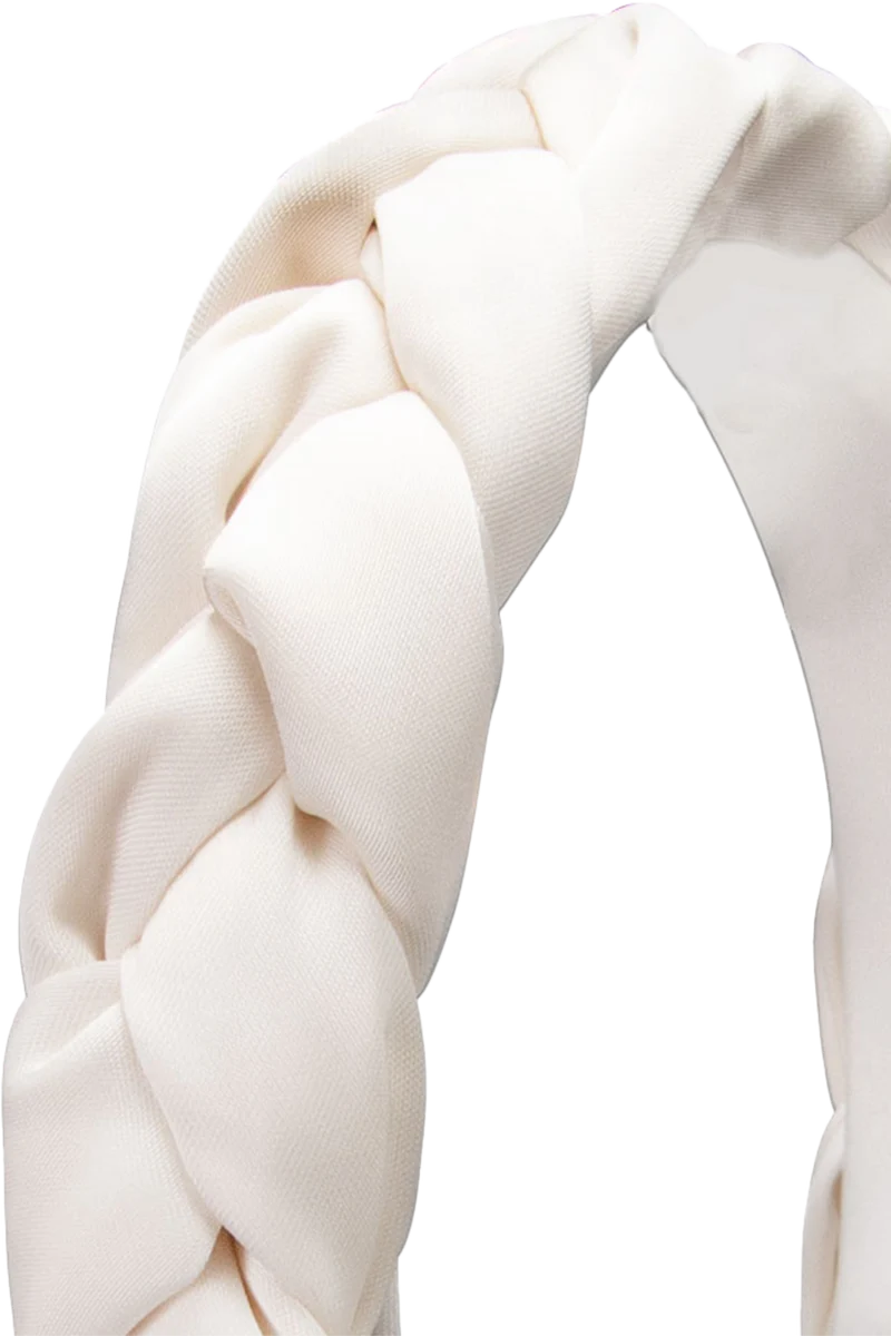 Damen Satin-Haarreif mit Flechtdesign - creme