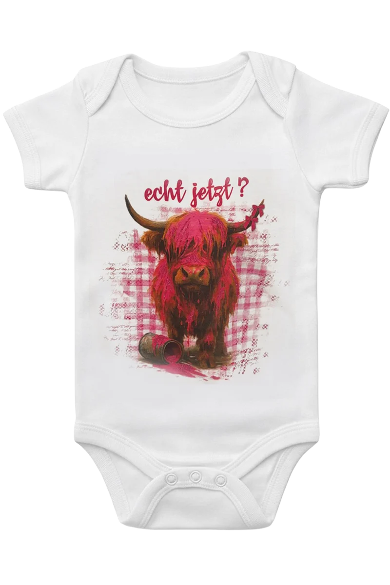 Babybody mit Kuhmotiv und Schleifen - weiß