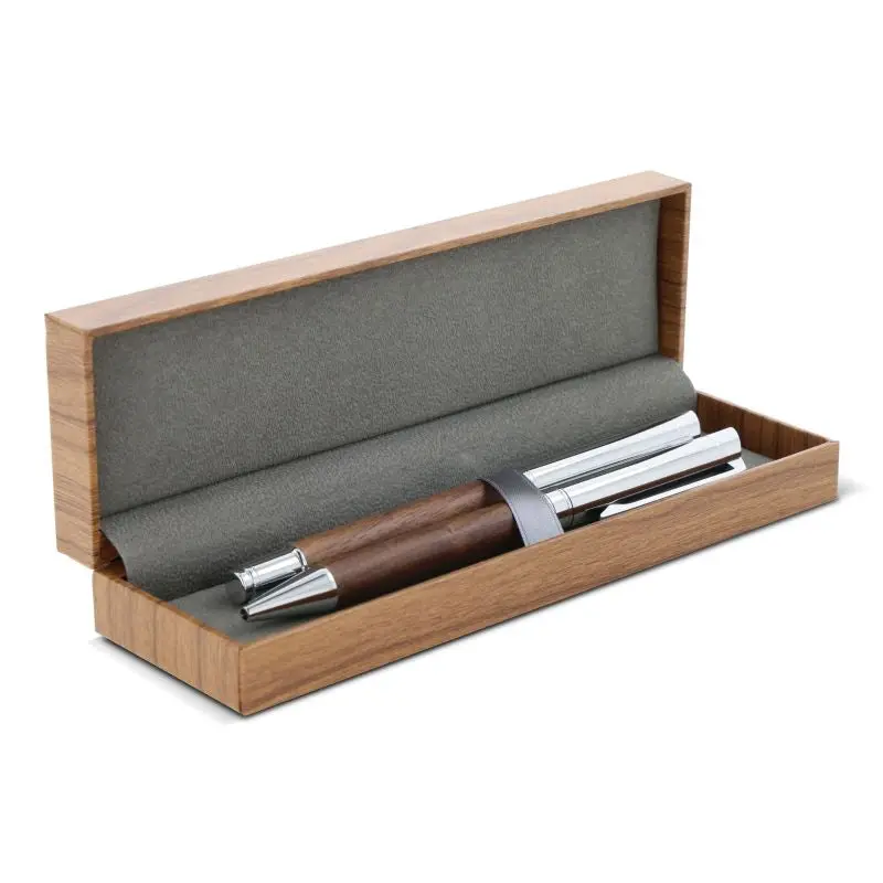 Nussbaumholz Schreibset: Kugelschreiber & Rollerball – Elegantes Holzfinish