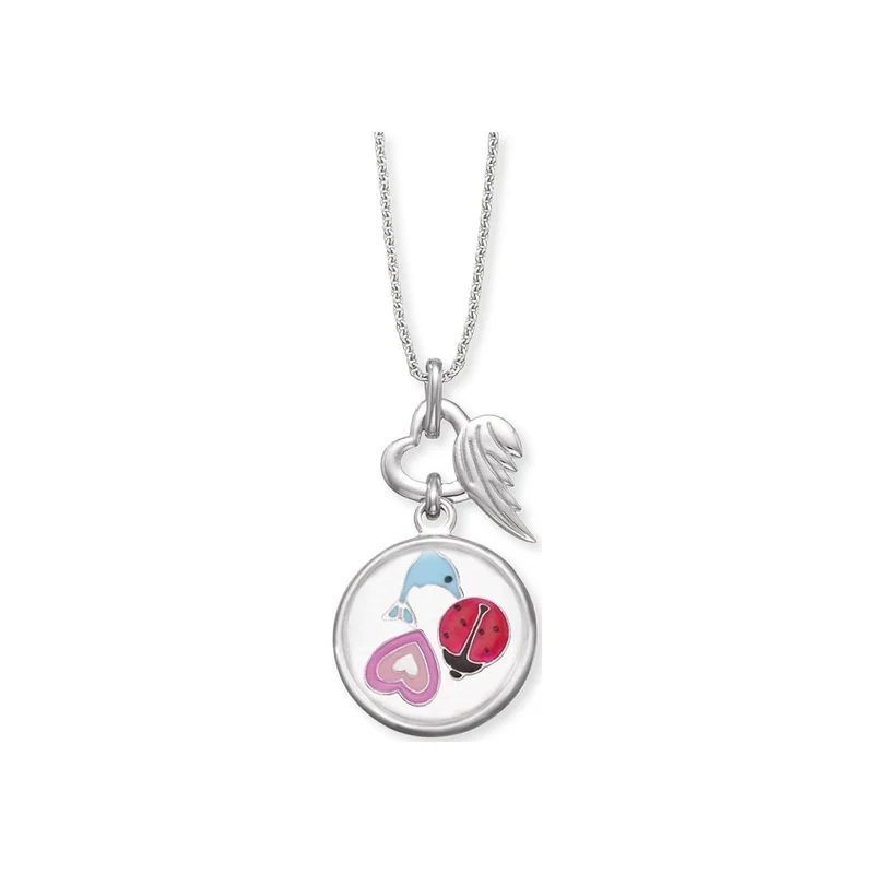 Herzengel Kinder Halskette mit runden Glas Anhänger 40cm Silber HEN-GLAS-FRIEND