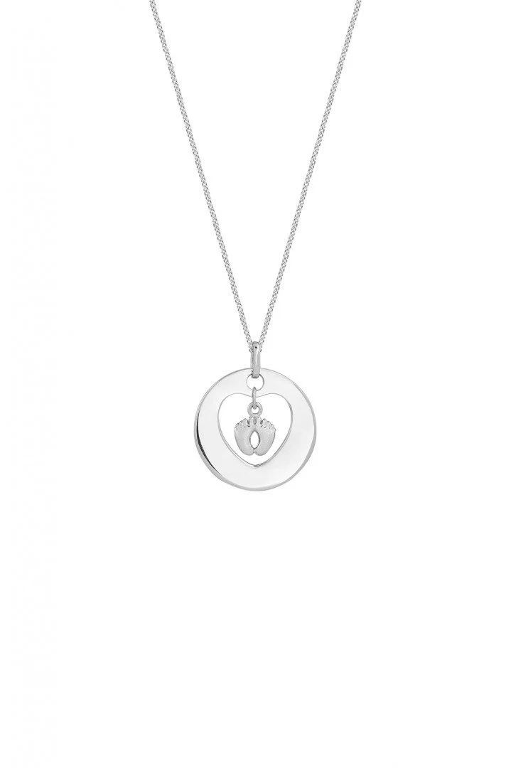 Damen-Kette Herz Babyfüße 925 Sterling Silber rhodiniert 40-45cm XS3495