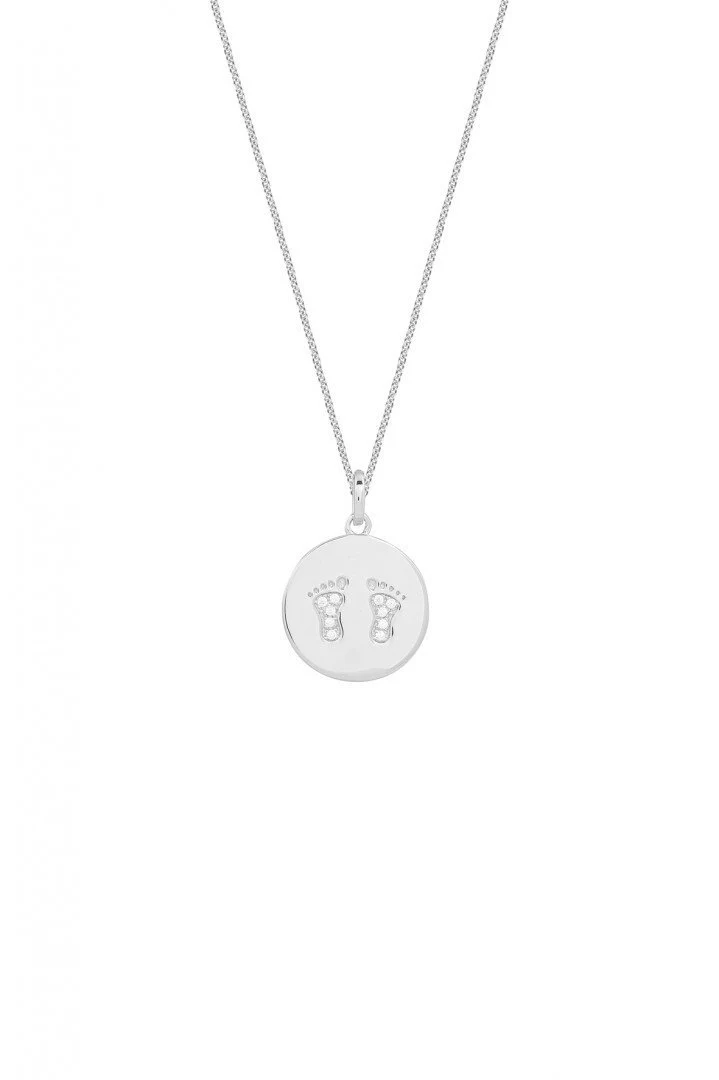 Damen-Kette Babyfüße 925 Sterling Silber rhodiniert Zirkonia 40-45cm XS3476