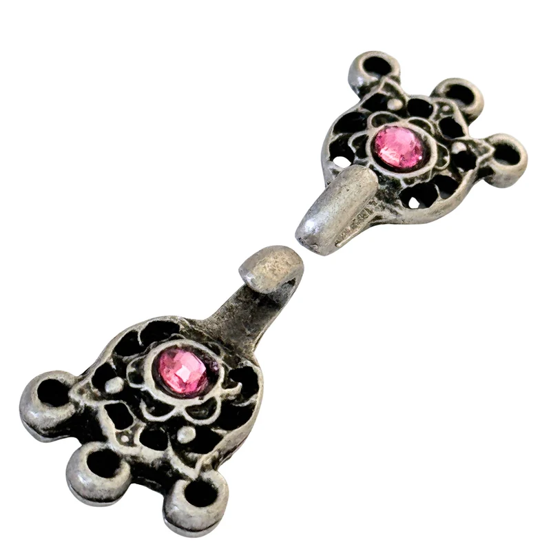 Dirndl Miederhaken Silber mit Swarovski® Light Rose – Tracht TS-11