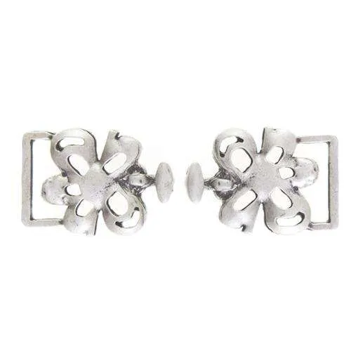 Miederhaken Blüten Silber – Metallhaken TS-84