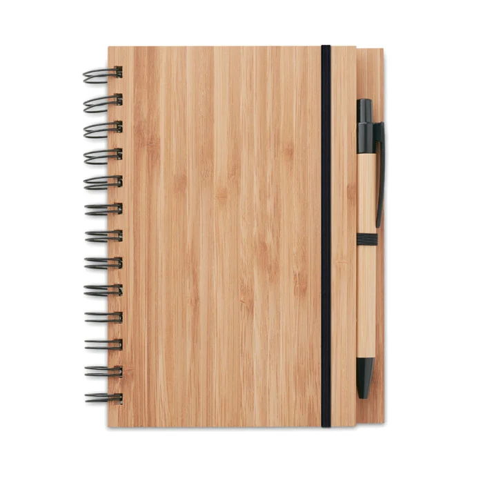 Bambus-Notizbuch mit liniertem Stift