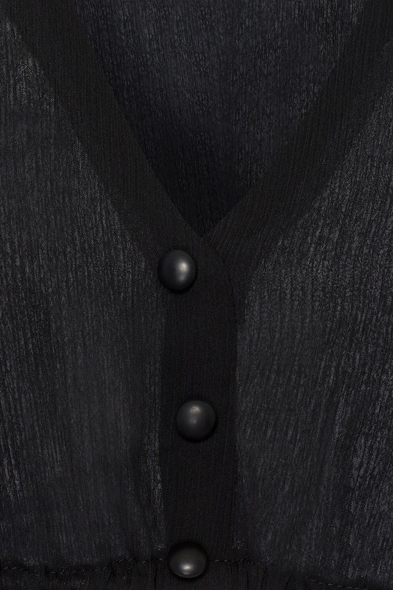 Dirndlbluse mit 3/4-Arm - schwarz