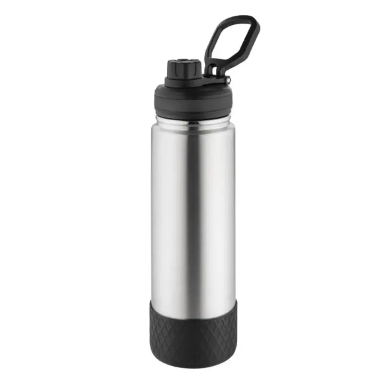 Metmaxx TheOneDeLuxe 600 ml Isolierflasche, Schwarz-Silber