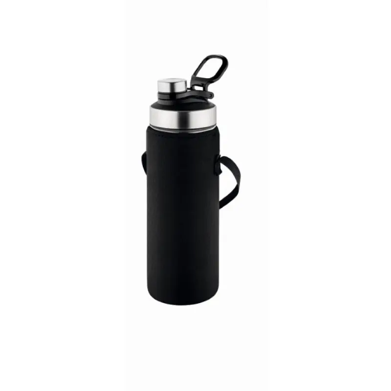 Metmaxx ThermoGourmet XXL 1L Glas-Isolierflasche, Schwarz-Transparent-Silber