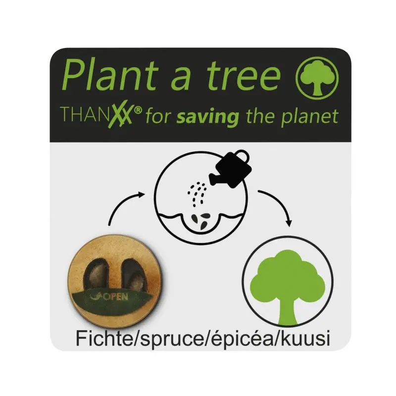 Fichtensamen-Aufkleber 'Plant a Tree' in Holzoptik - Öko-Botschaft