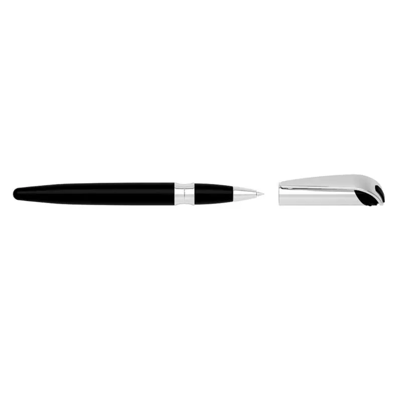 Eleganter I-roq Tintenroller aus Metall - Schwarzer Glanz, Hochwertiger Rollerball Stift für Präzises Schreiben