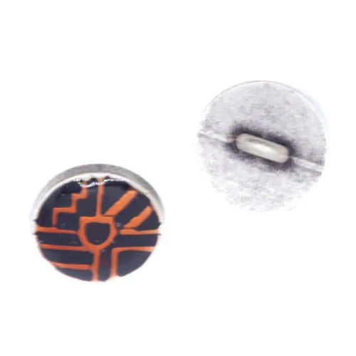 Metallknopf Schwarz mit Emaille-Lack Öse MK-464-ORANGE