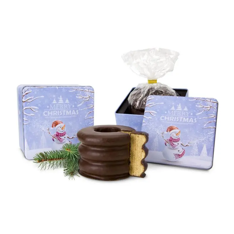 Festliches Geschenkset: Exquisiter Baumkuchen in Weihnachtsdose