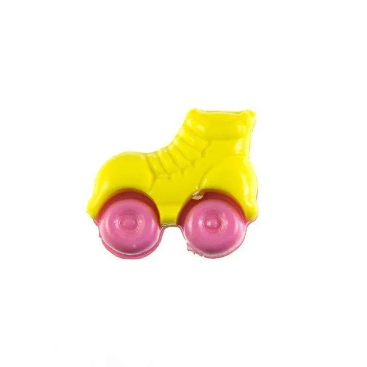 Kinderknopf Rollschuh Gelb 16 mm – Kunststoffknopf KK-150-GELB-1
