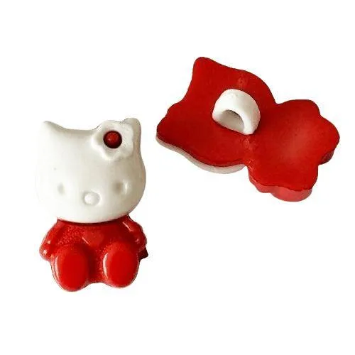 Kinderknopf Katze Rot 18 mm – Kunststoffknopf KK-103-Rot