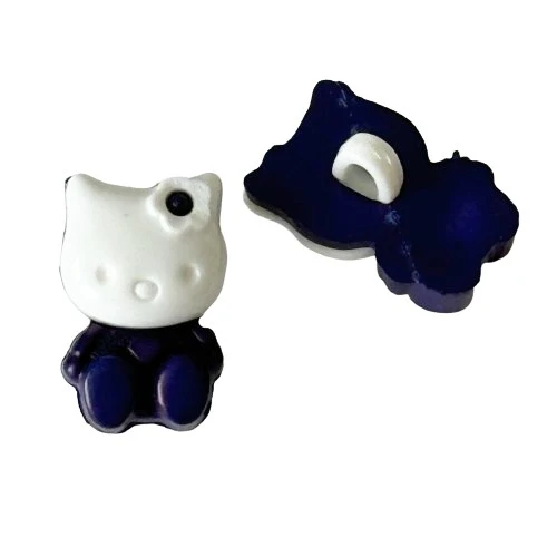 Kinderknopf Katze Blau 18 mm – Kunststoffknopf KK-103-Marine-Blau