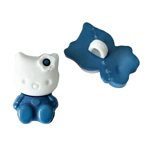 Kinderknopf Katze Blau 18 mm – Kunststoffknopf KK-103-Jeansblau