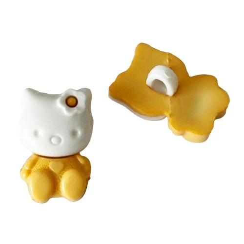 Kinderknopf Katze Gelb 18 mm – Kunststoffknopf KK-103-GELB