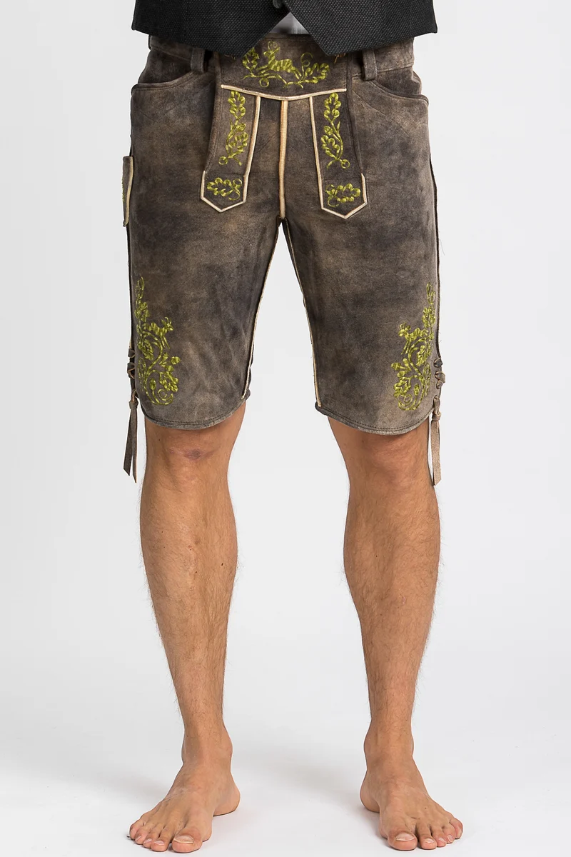 Kurze Beckert Lederhose Chieming Wildbock grau