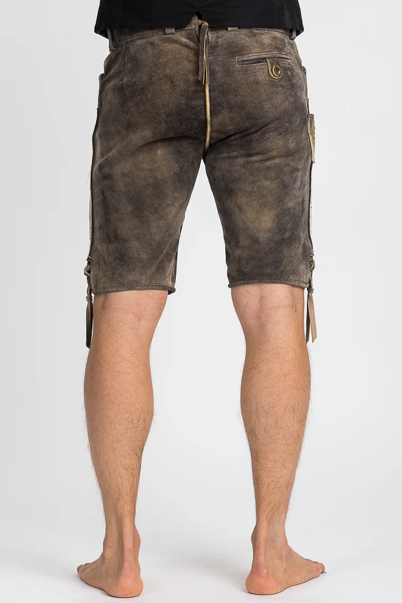 Kurze Beckert Lederhose Chieming Wildbock grau
