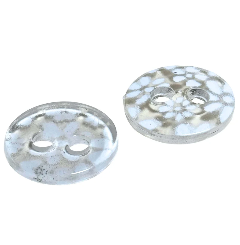 Knopf Blümchen Transparent Weiß – Kunststoffknopf KD-32