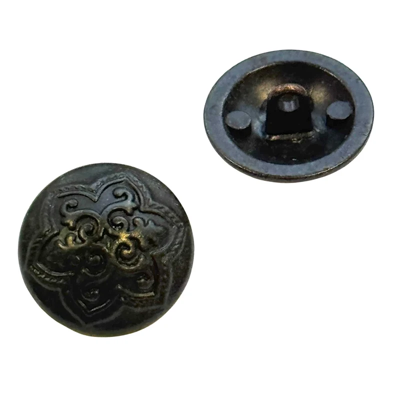 Trachtenknopf Blumenmotiv Schwarz-Kupfer – Ösenknopf – TK-28