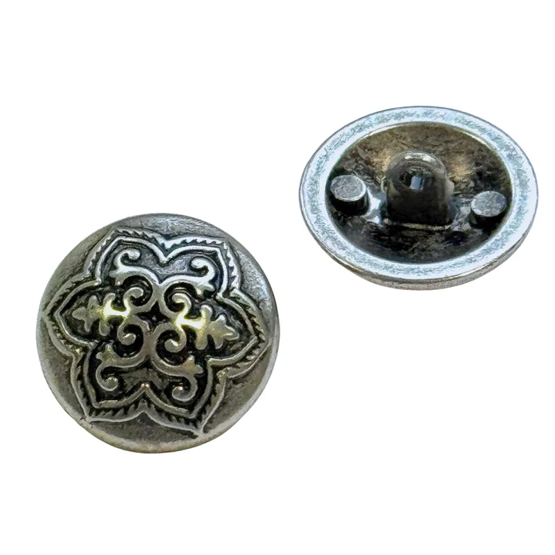 Trachtenknopf Blumenmotiv Altsilber – Ösenknopf – TK-28
