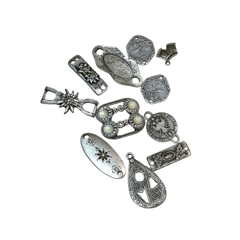 Trachten Zierteile Sortiment Altsilberfarben – Metall TA-SO-6