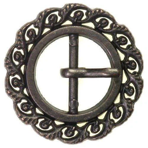 Trachtenschnalle Ornamentrand Schwarz 38 mm – Metallschnalle TS-26
