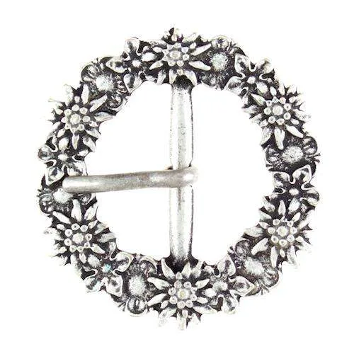 Trachtenschnalle Blumenkranz Silberfarben – Metallschnalle TS-24