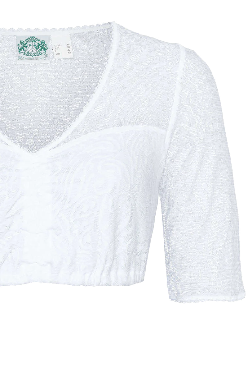 Spitzen-Dirndlbluse mit V-Ausschnitt