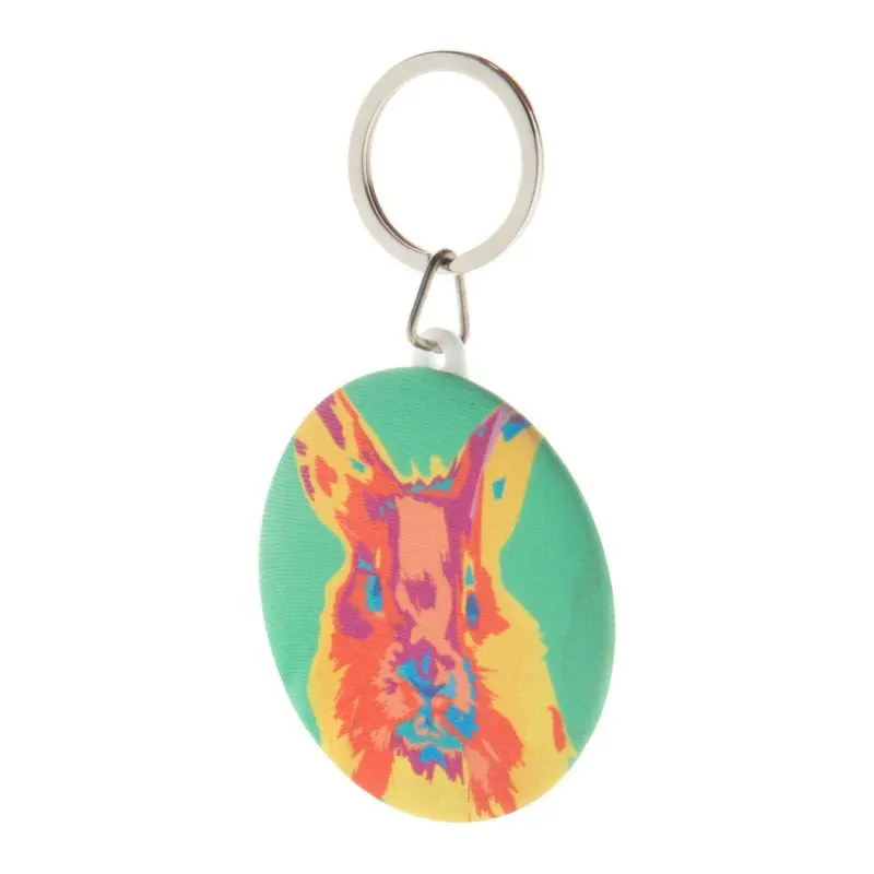 RPET Maxi Button-Schlüsselanhänger KeyBadge, Weiß & Umweltfreundlich