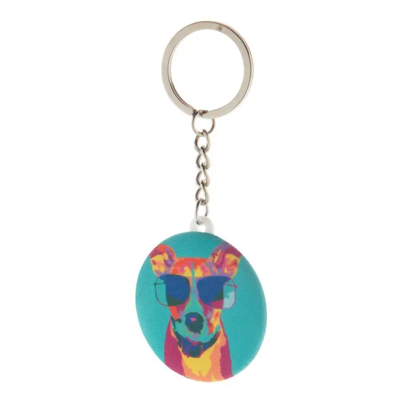 Mini Button-Schlüsselanhänger aus RPET KeyBadge - Kompakt & Weiß