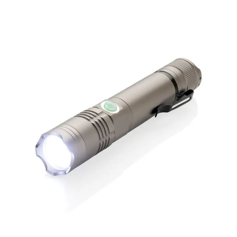 Wiederaufladbare 3W LED-Taschenlampe - Grau - Hell, Praktisch und Umweltfreundlich